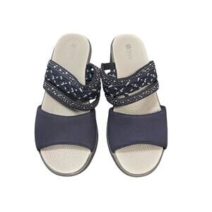 BZees Women's Fireworks Wedge Sandal Navy Woven Size 6